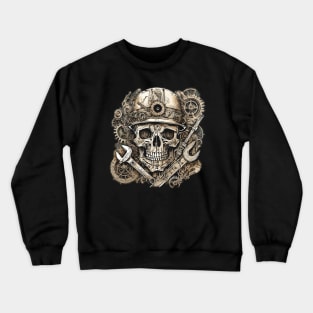 Steampunk skull and engine Crewneck Sweatshirt